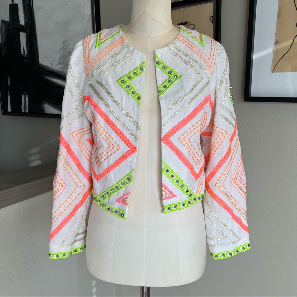 RANNA GILL neon embroidered studded Prita blazer